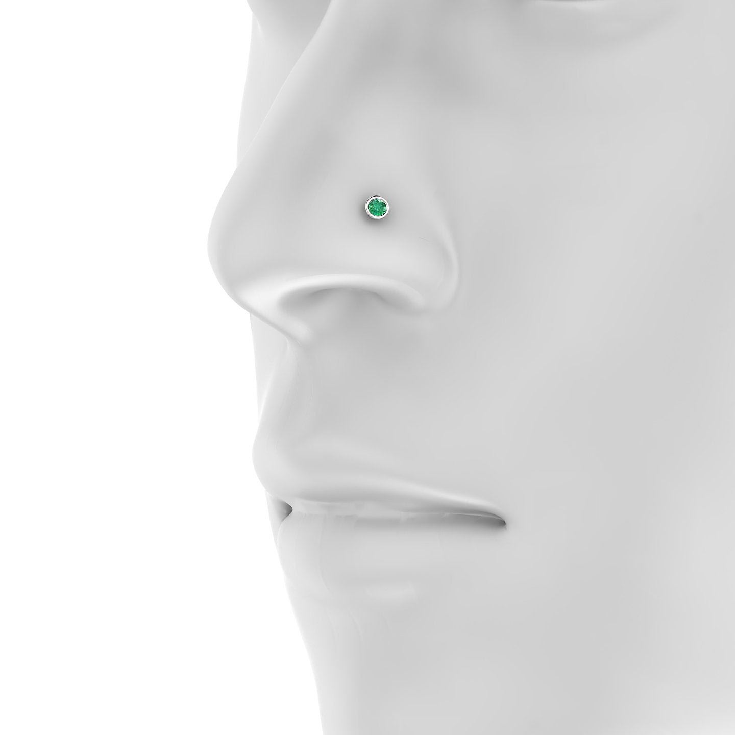 Eos | 18k White Gold 5 mm 4 mm Round Emerald Nostril Piercing