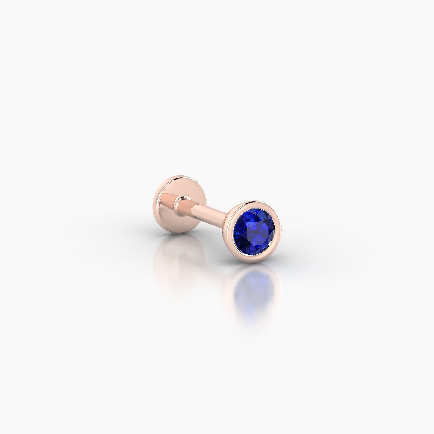 Eos | 18k Rose Gold 6.5 mm 4 mm Round Sapphire Nostril Piercing