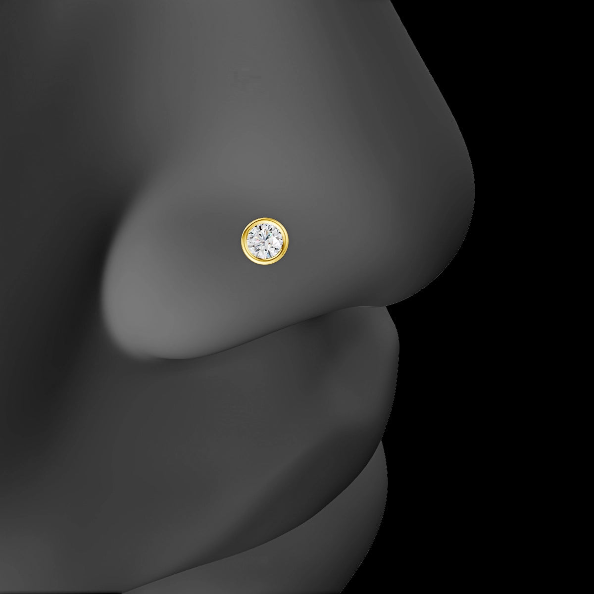 Eos | 18k Yellow Gold 4.5 mm 8 mm Round Diamond Nose Piercing