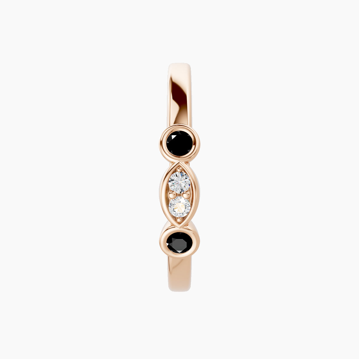 Epona | 18k Rose Gold 11 mm Black Diamond & Diamond Hoop Piercing