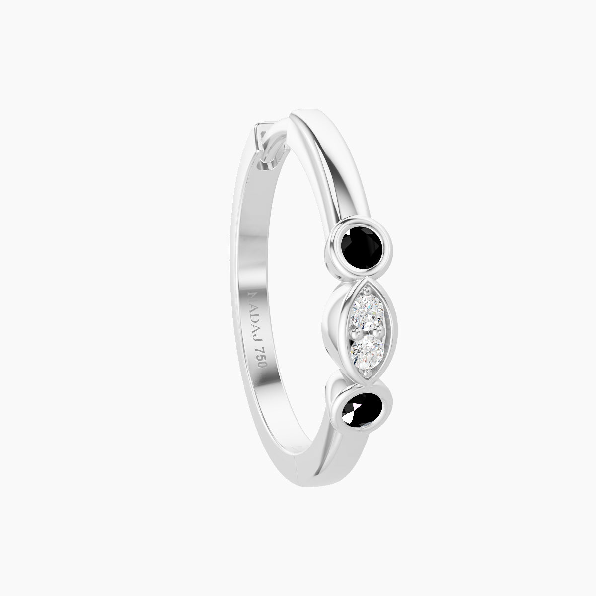 Epona | 18k White Gold 11 mm Black Diamond & Diamond Hoop Piercing