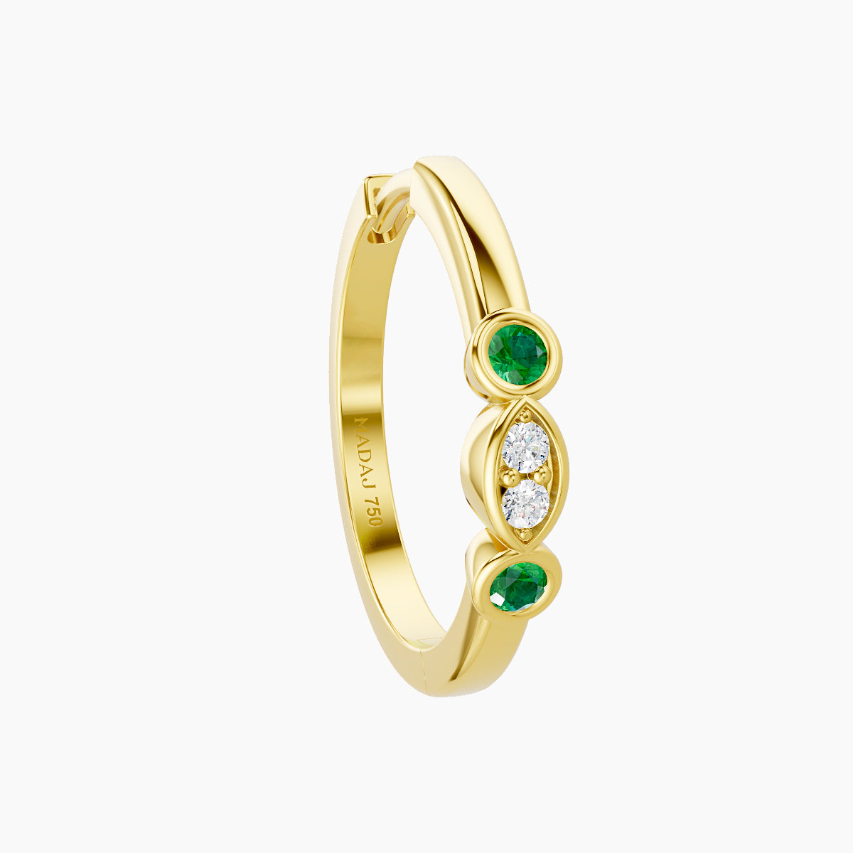 Epona | 18k Yellow Gold 11 mm Emerald & Diamond Hoop Piercing