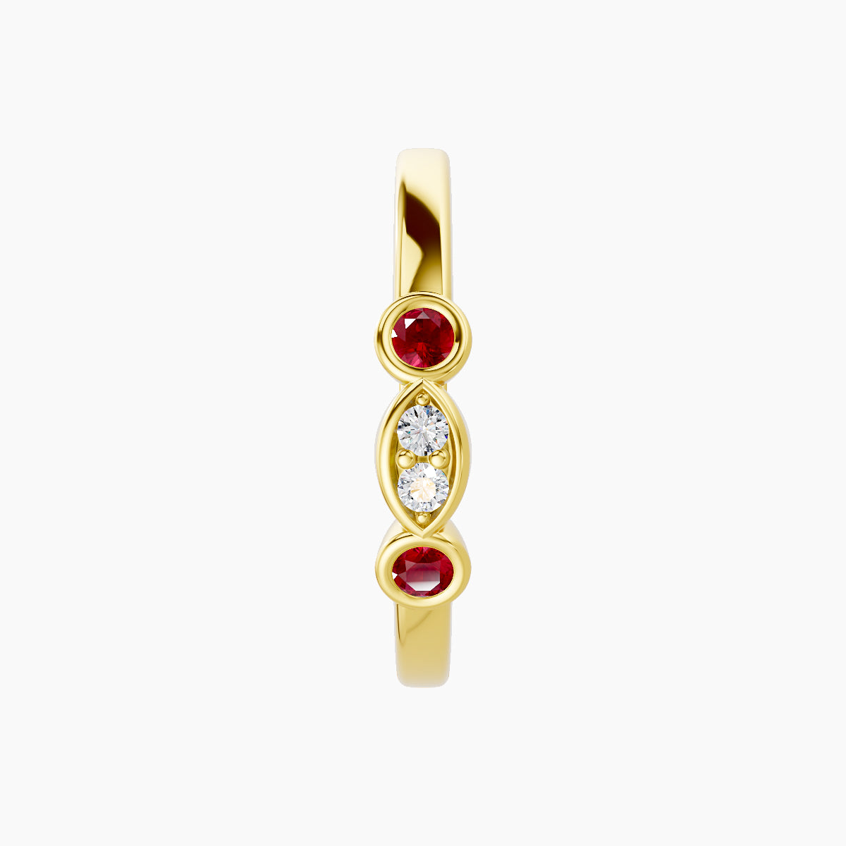Epona | 18k Yellow Gold 11 mm Ruby & Diamond Hoop Piercing