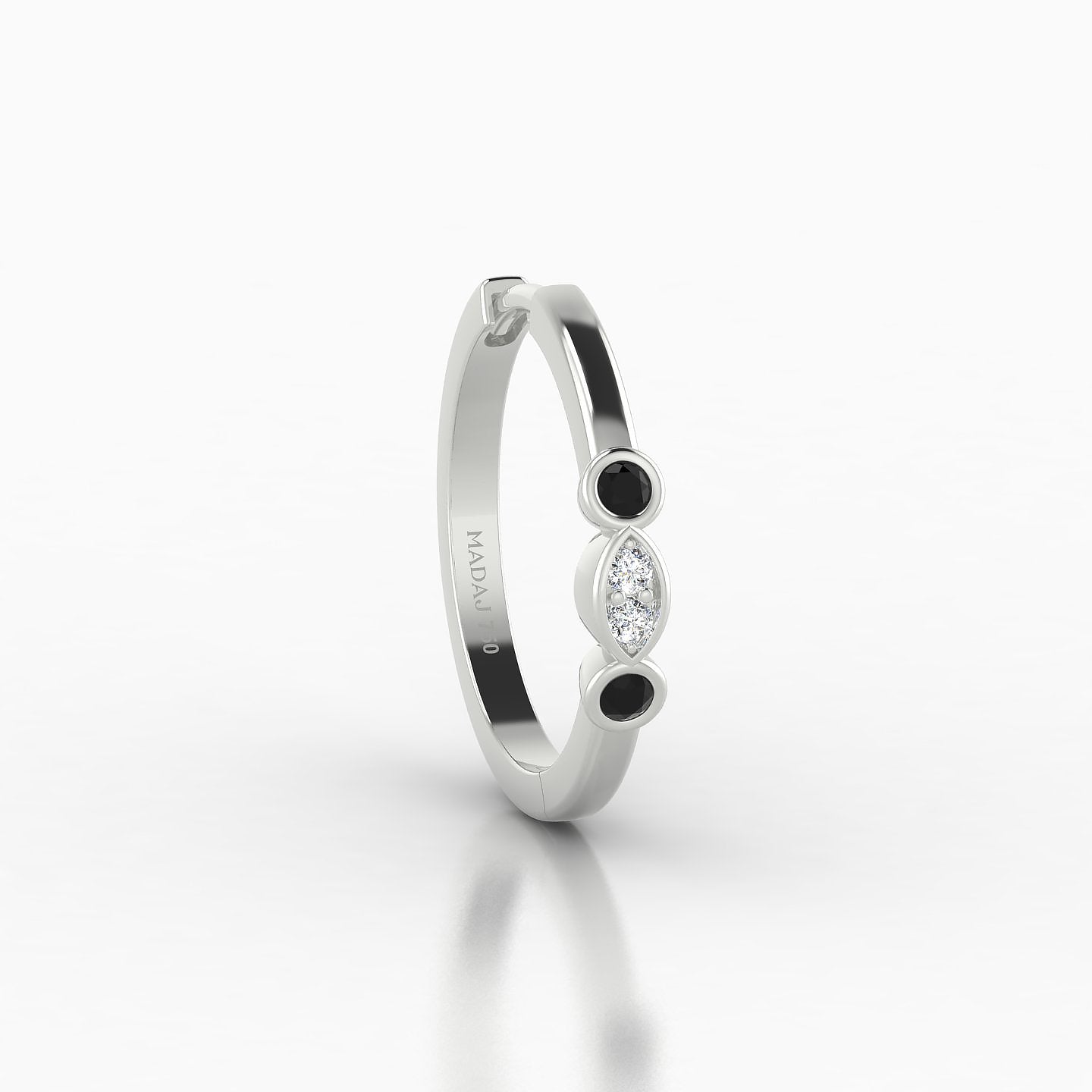 Epona | 18k White Gold 11 mm Black Diamond & Diamond Hoop Piercing