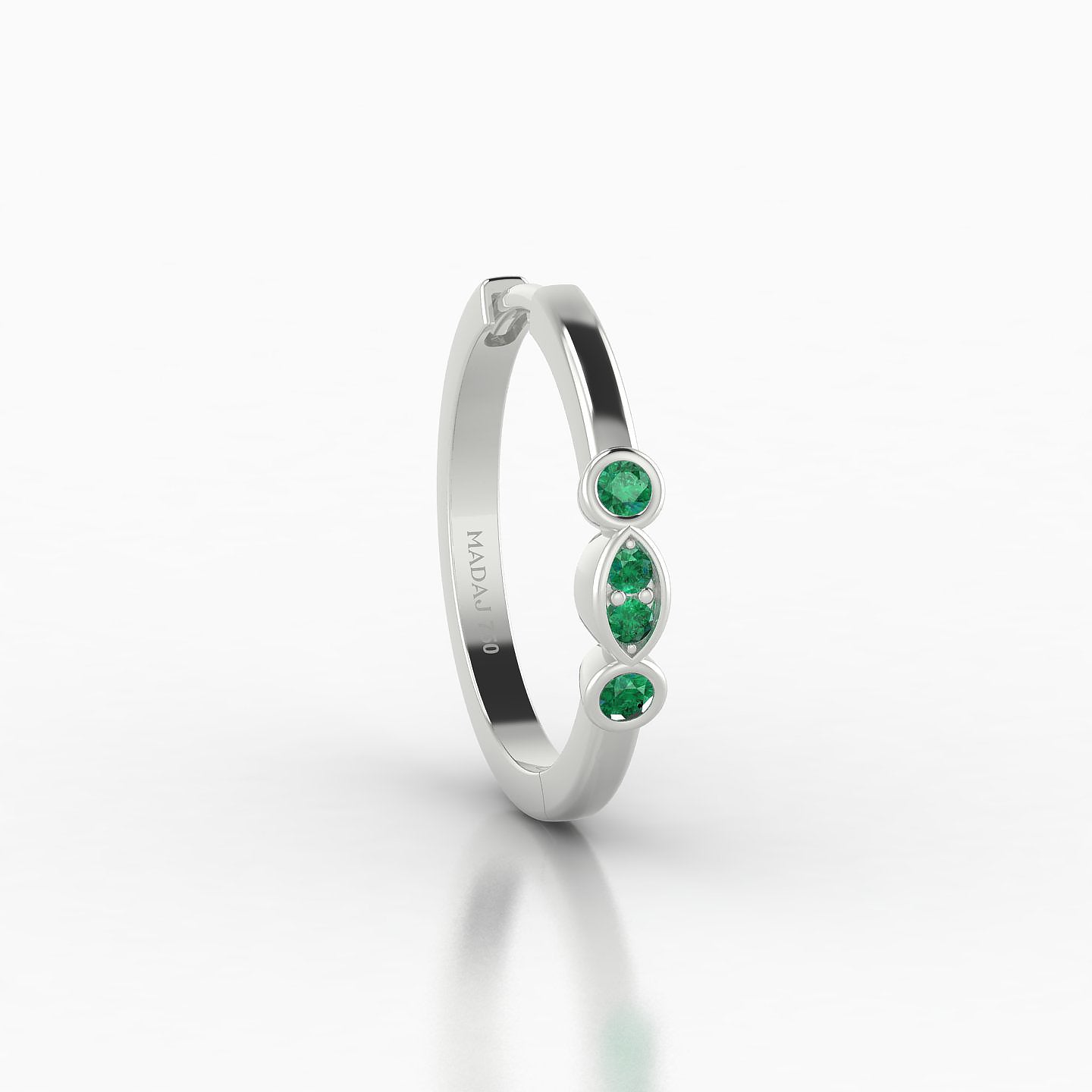 Epona | 18k White Gold 11 mm Emerald Hoop Piercing