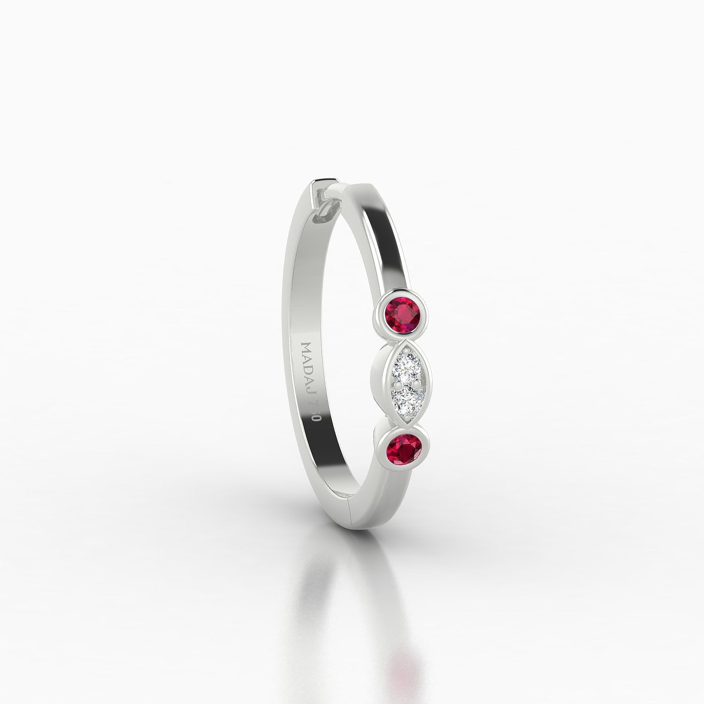 Epona | 18k White Gold 11 mm Ruby & Diamond Hoop Piercing