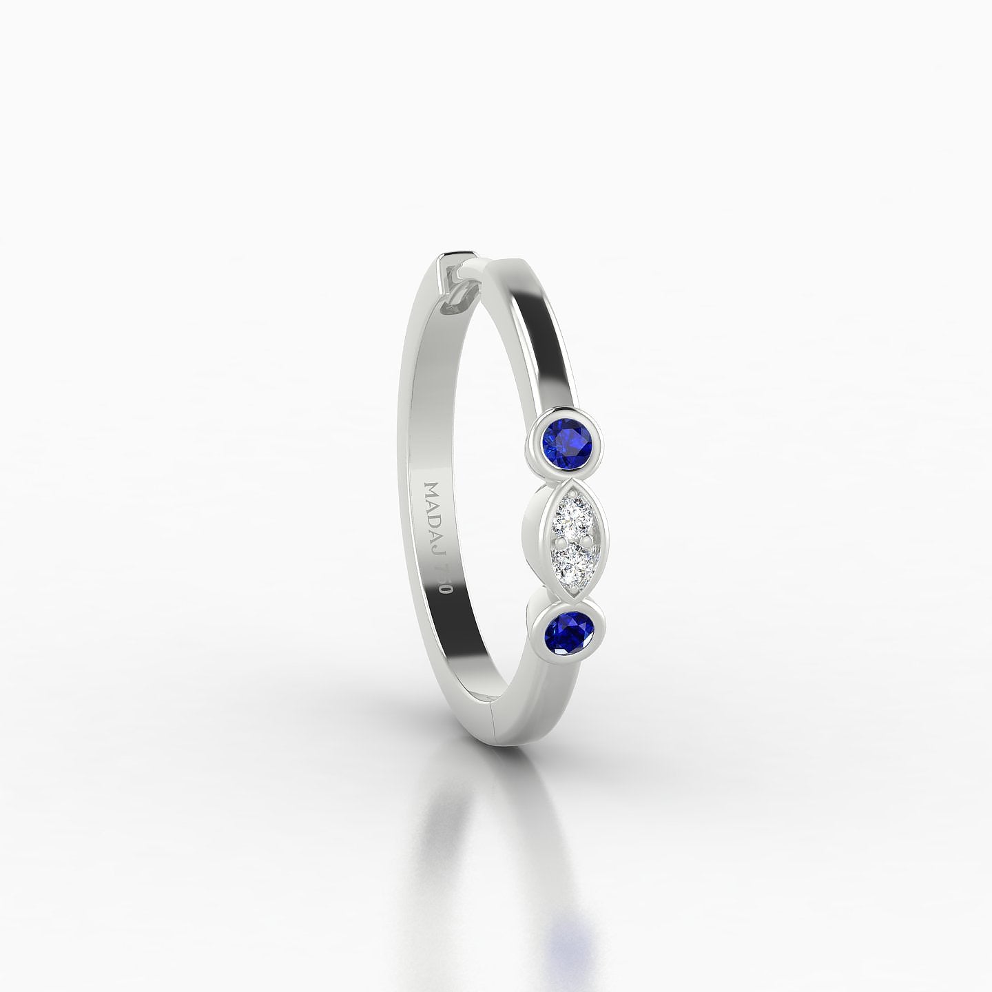 Epona | 18k White Gold 11 mm Sapphire & Diamond Hoop Piercing