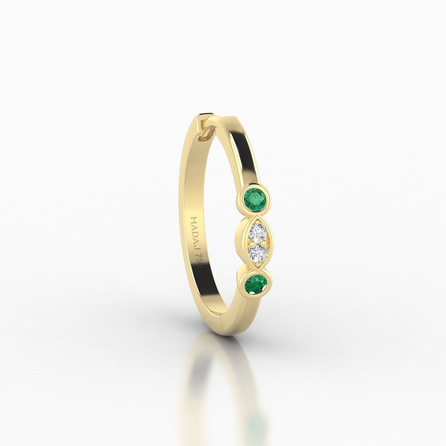 Epona | 18k Yellow Gold 11 mm Emerald & Diamond Hoop Piercing