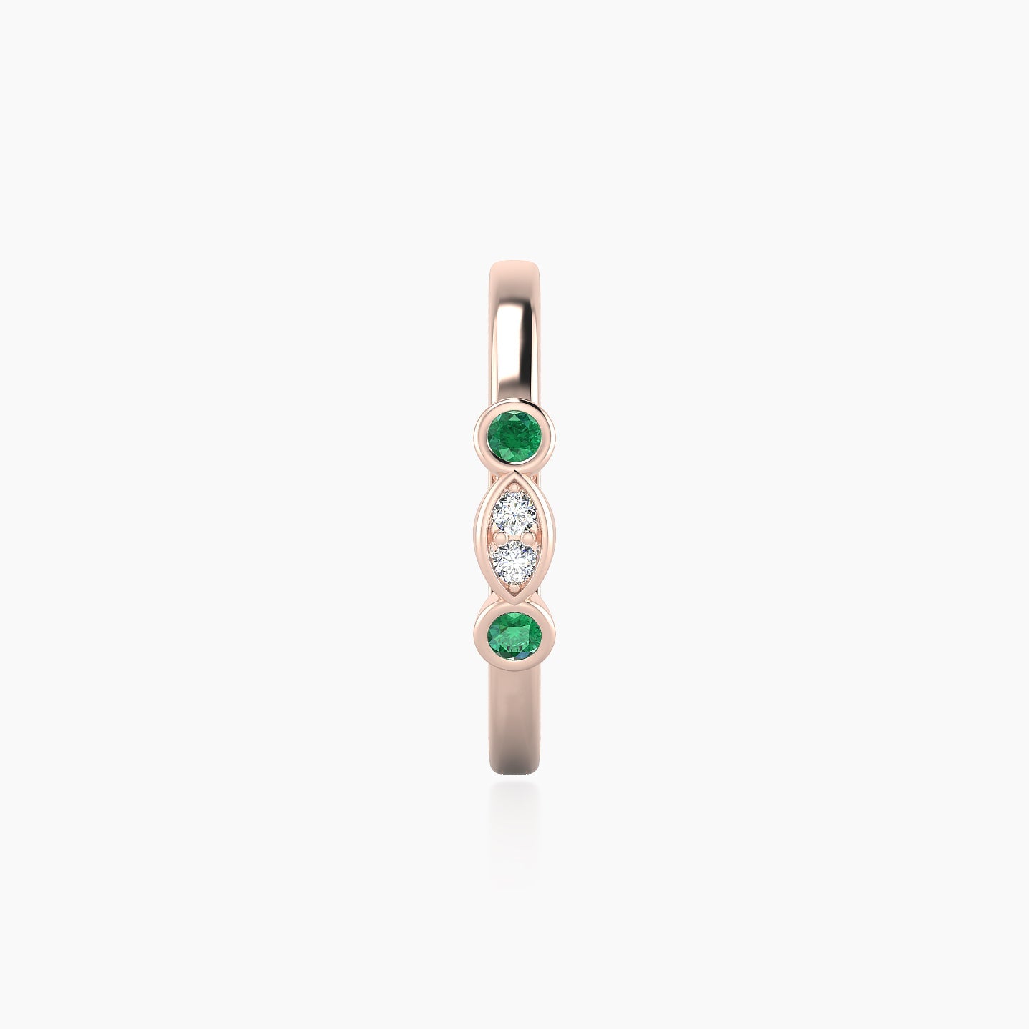 Epona | 18k Rose Gold 11 mm Emerald & Diamond Hoop Piercing