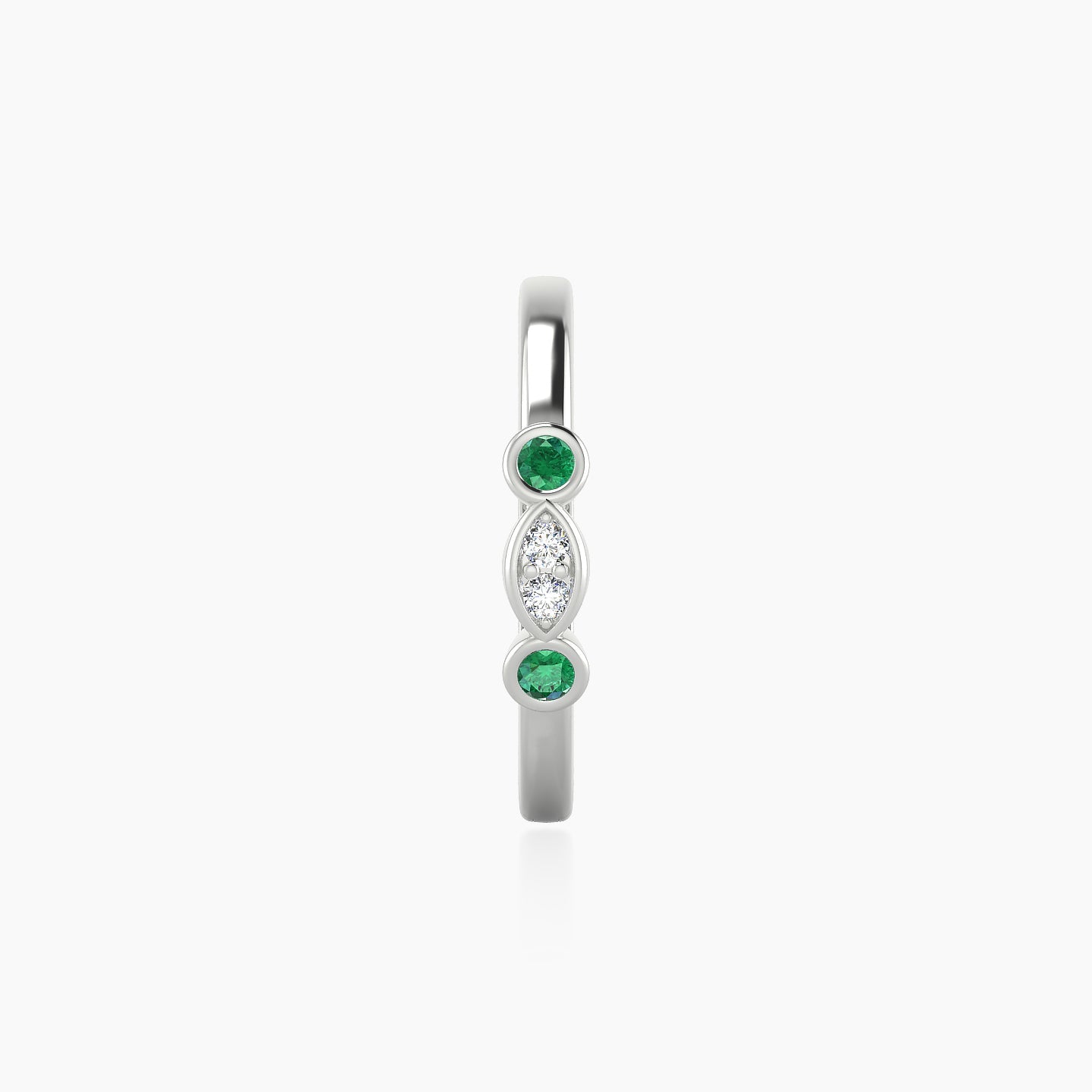 Epona | 18k White Gold 11 mm Emerald & Diamond Hoop Piercing