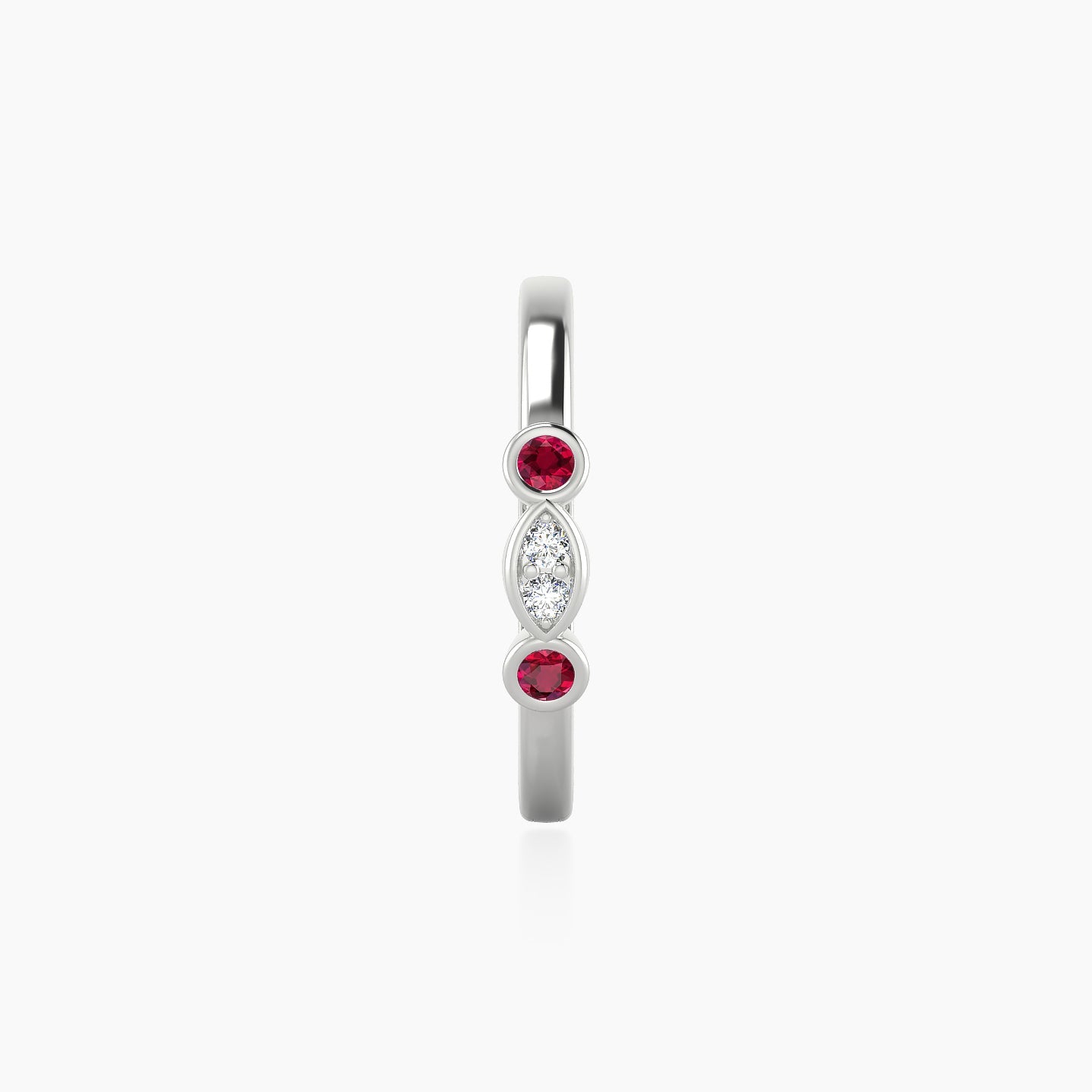 Epona | 18k White Gold 11 mm Ruby & Diamond Hoop Piercing