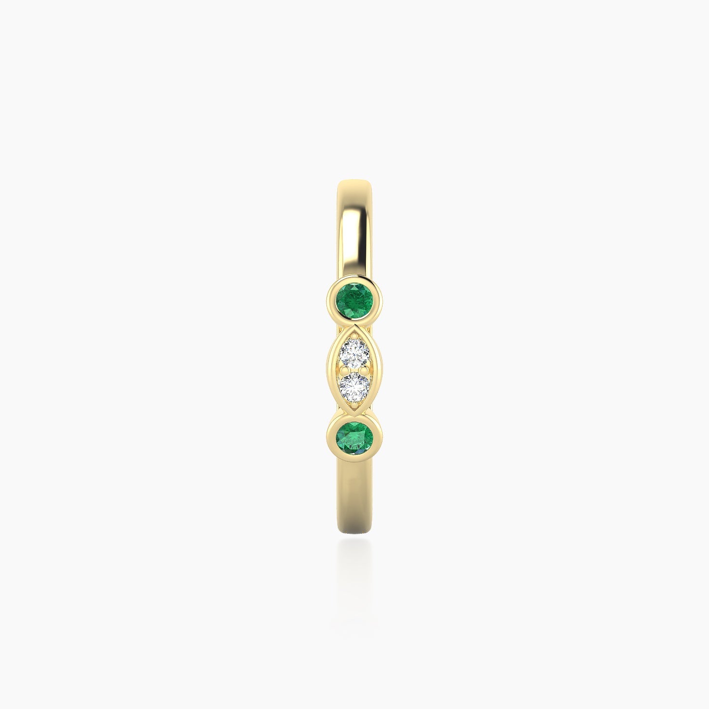 Epona | 18k Yellow Gold 11 mm Emerald & Diamond Hoop Piercing