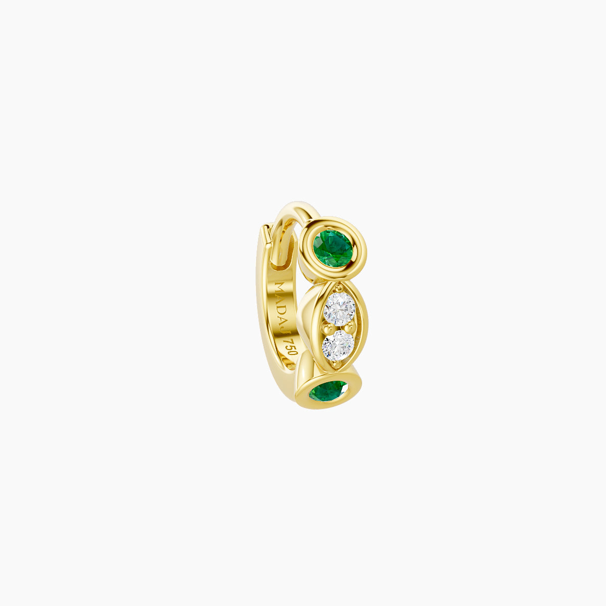 Epona | 18k Yellow Gold 5 mm Emerald & Diamond Hoop Piercing