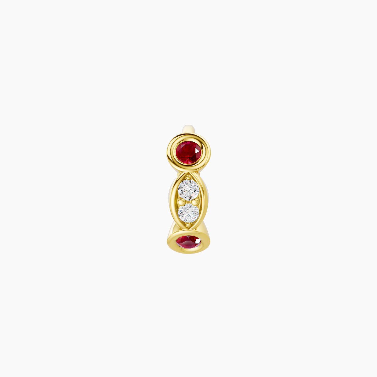 Epona | 18k Yellow Gold 5 mm Ruby & Diamond Hoop Piercing