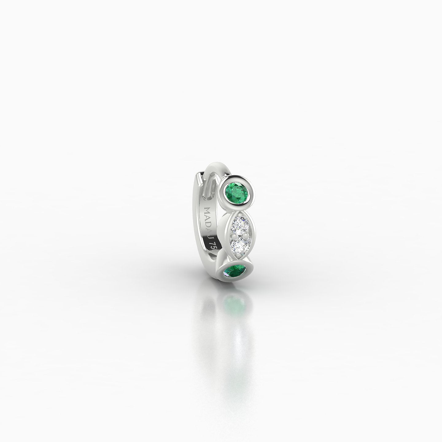 Epona | 18k White Gold 5 mm Emerald & Diamond Hoop Piercing