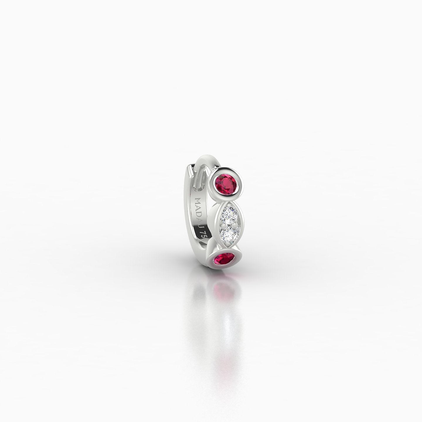 Epona | 18k White Gold 5 mm Ruby & Diamond Hoop Piercing