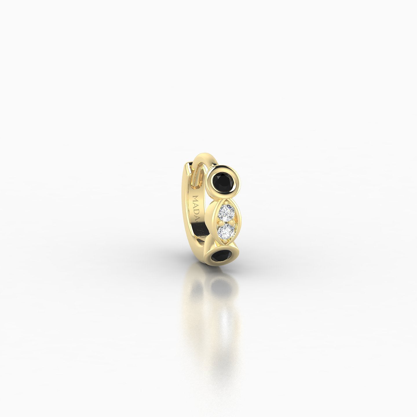 Epona | 18k Yellow Gold 5 mm Black Diamond & Diamond Hoop Piercing