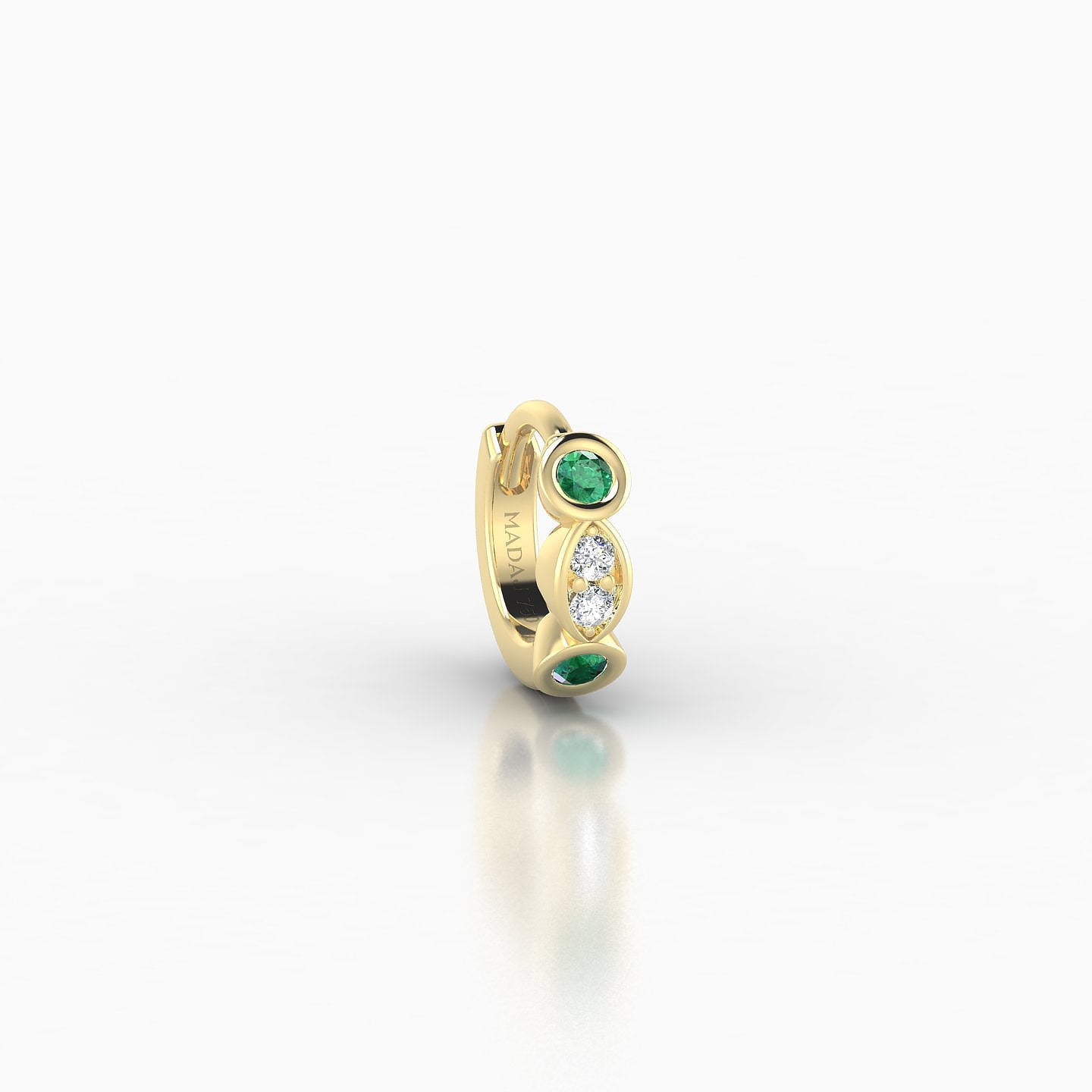 Epona | 18k Yellow Gold 5 mm Emerald & Diamond Hoop Piercing