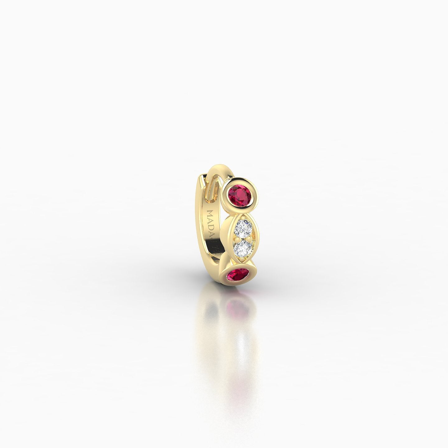 Epona | 18k Yellow Gold 5 mm Ruby & Diamond Hoop Piercing