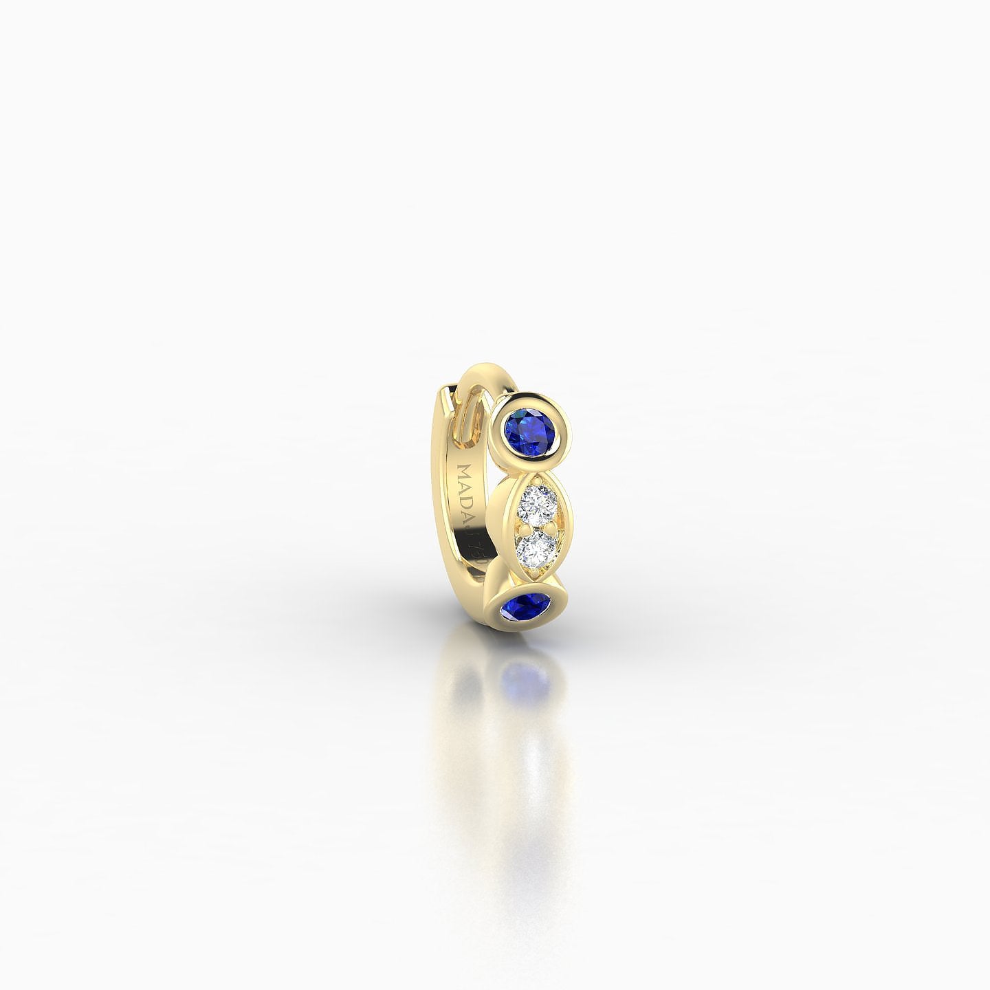 Epona | 18k Yellow Gold 5 mm Sapphire & Diamond Hoop Piercing