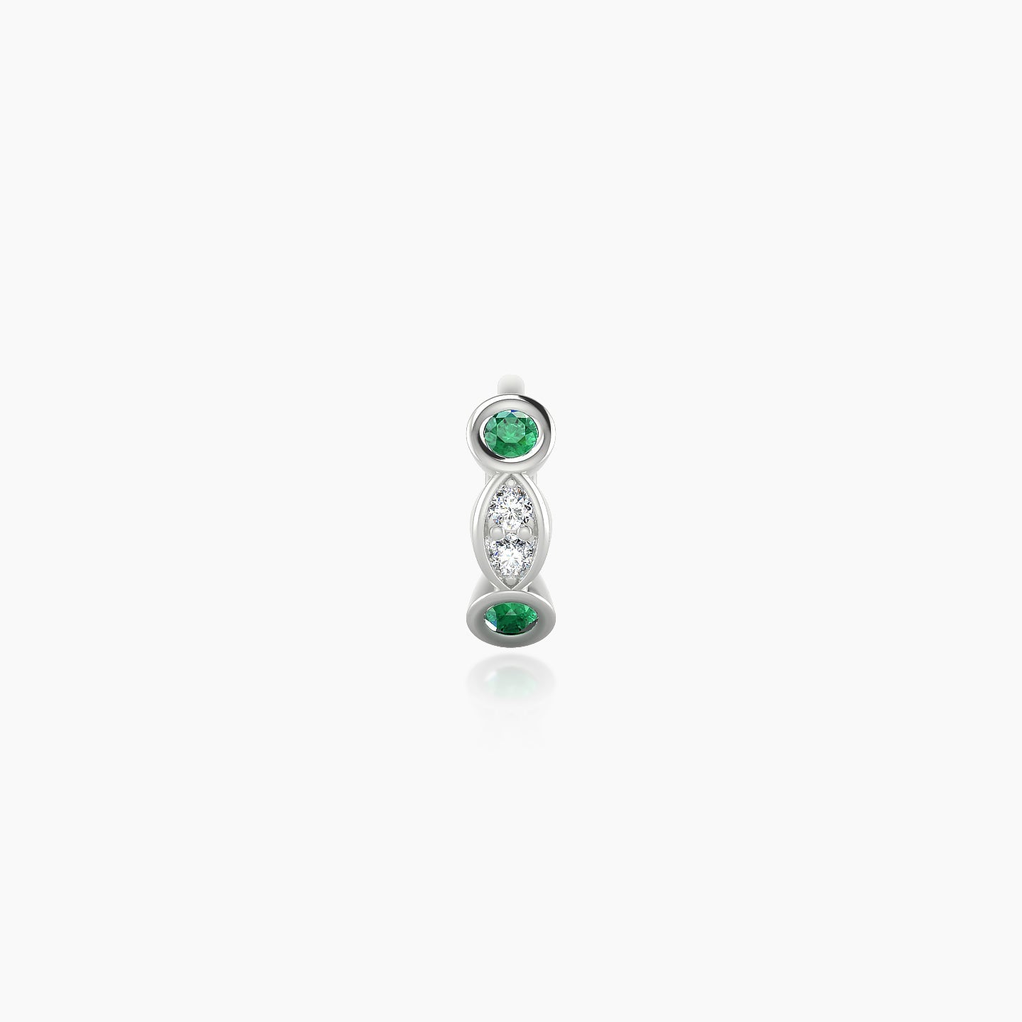 Epona | 18k White Gold 5 mm Emerald & Diamond Hoop Piercing