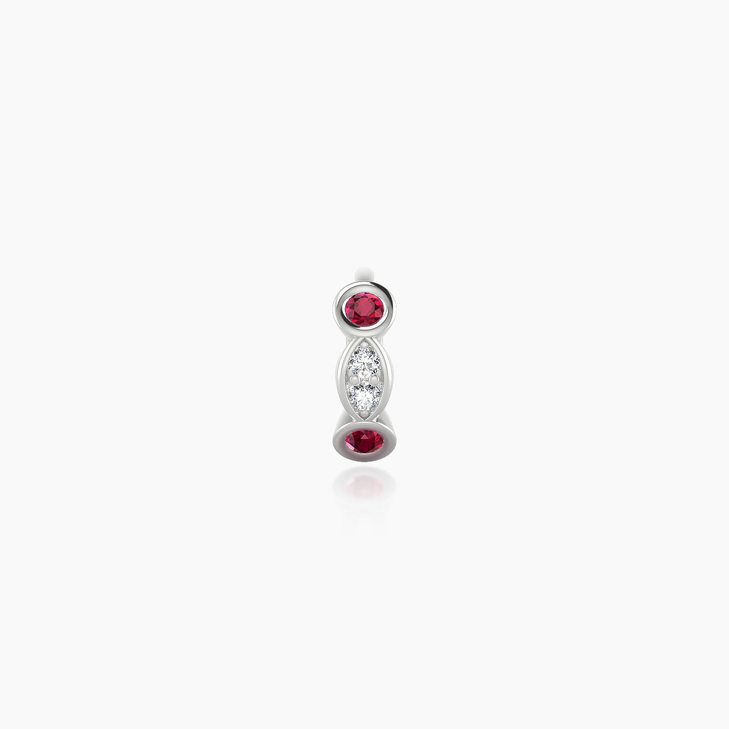 Epona | 18k White Gold 5 mm Ruby & Diamond Hoop Piercing