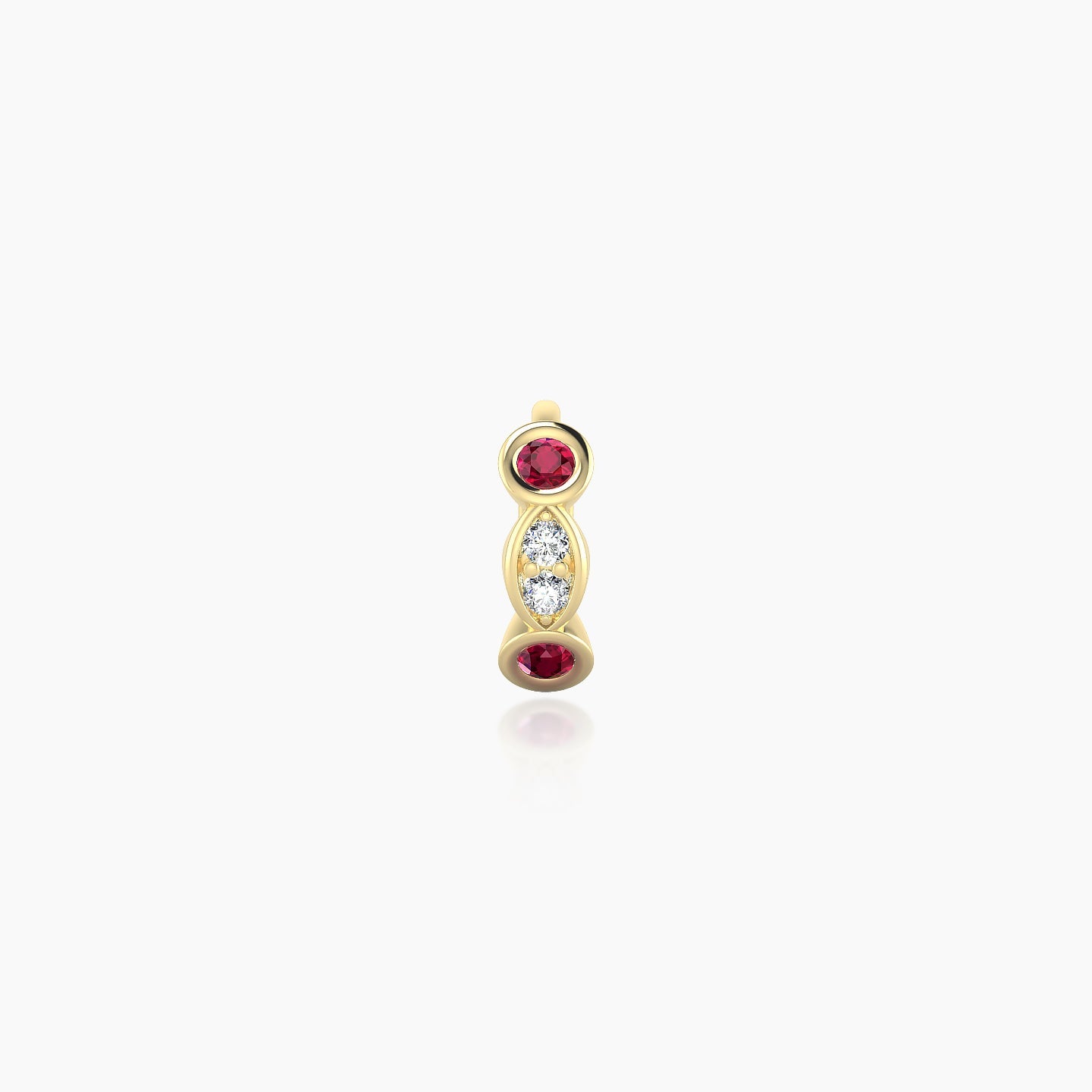 Epona | 18k Yellow Gold 5 mm Ruby & Diamond Hoop Piercing