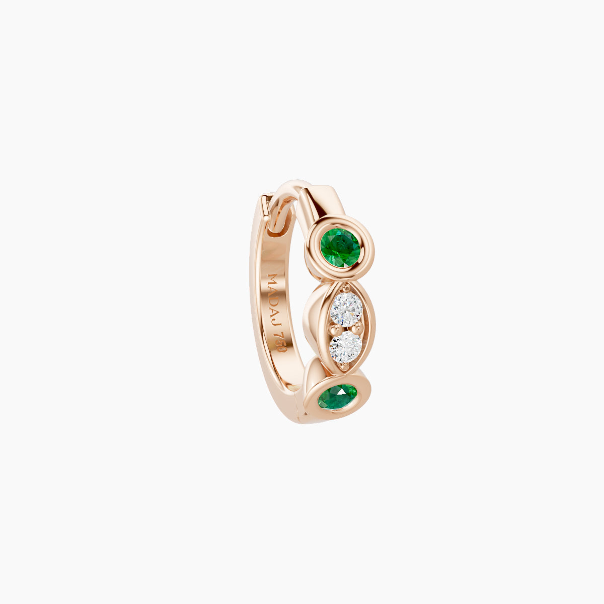 Epona | 18k Rose Gold 6.5 mm Emerald & Diamond Hoop Piercing