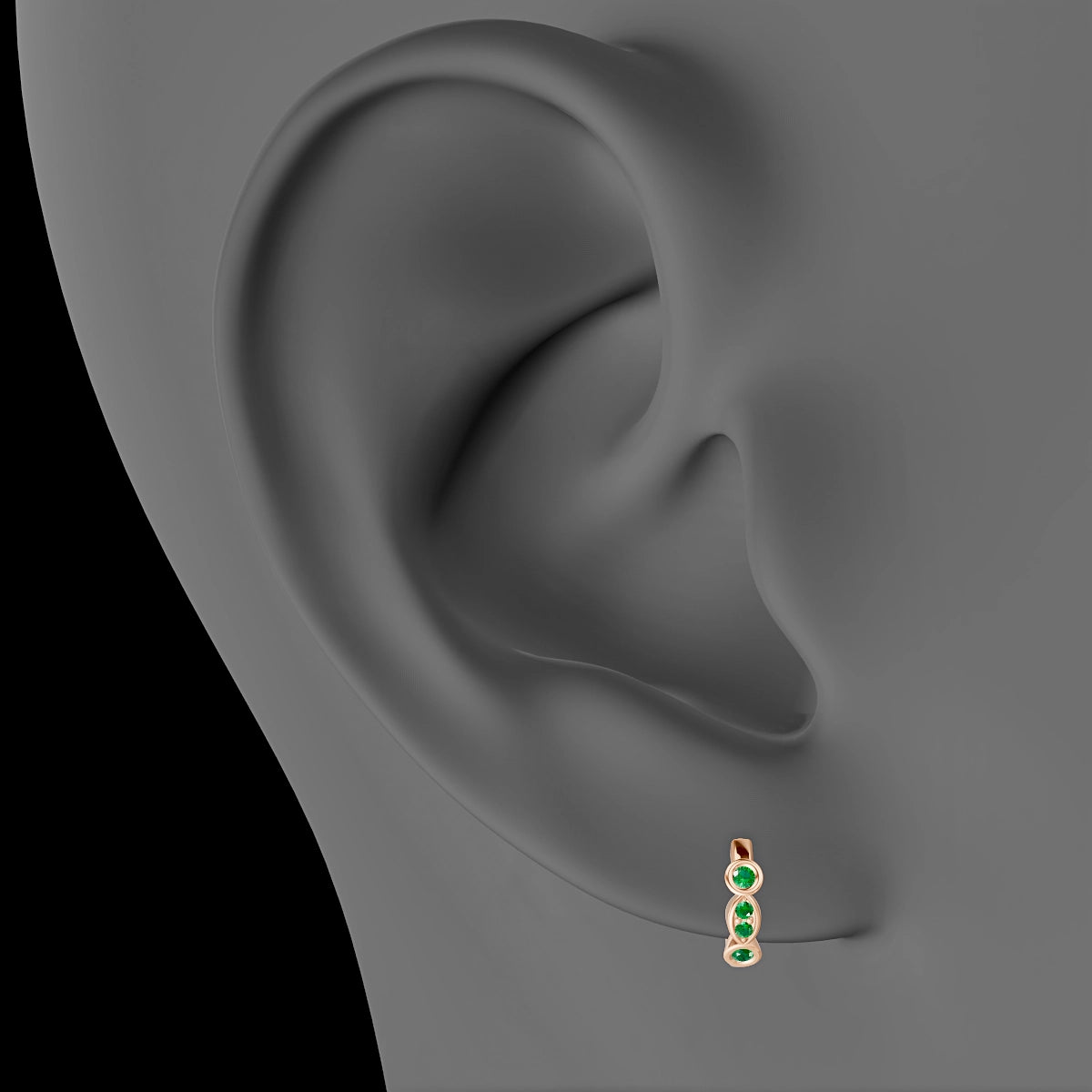 Epona | 18k Rose Gold 6.5 mm Emerald Hoop Piercing