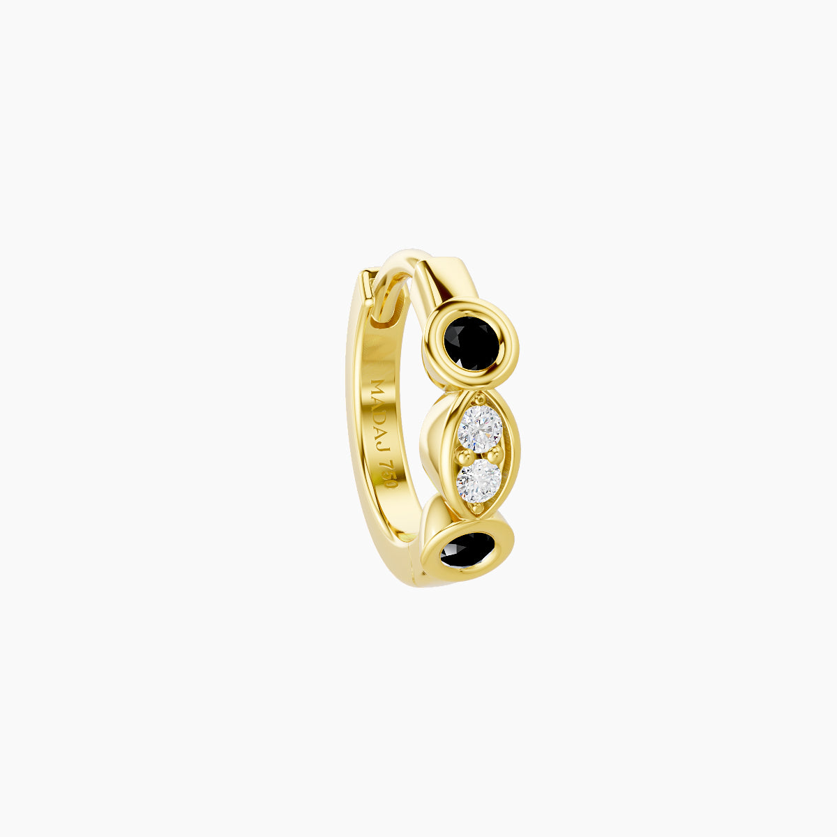 Epona | 18k Yellow Gold 6.5 mm Black Diamond & Diamond Hoop Piercing