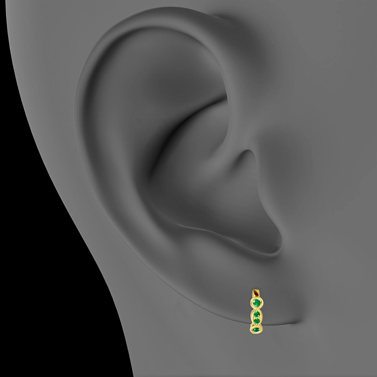 Epona | 18k Yellow Gold 6.5 mm Emerald Hoop Piercing