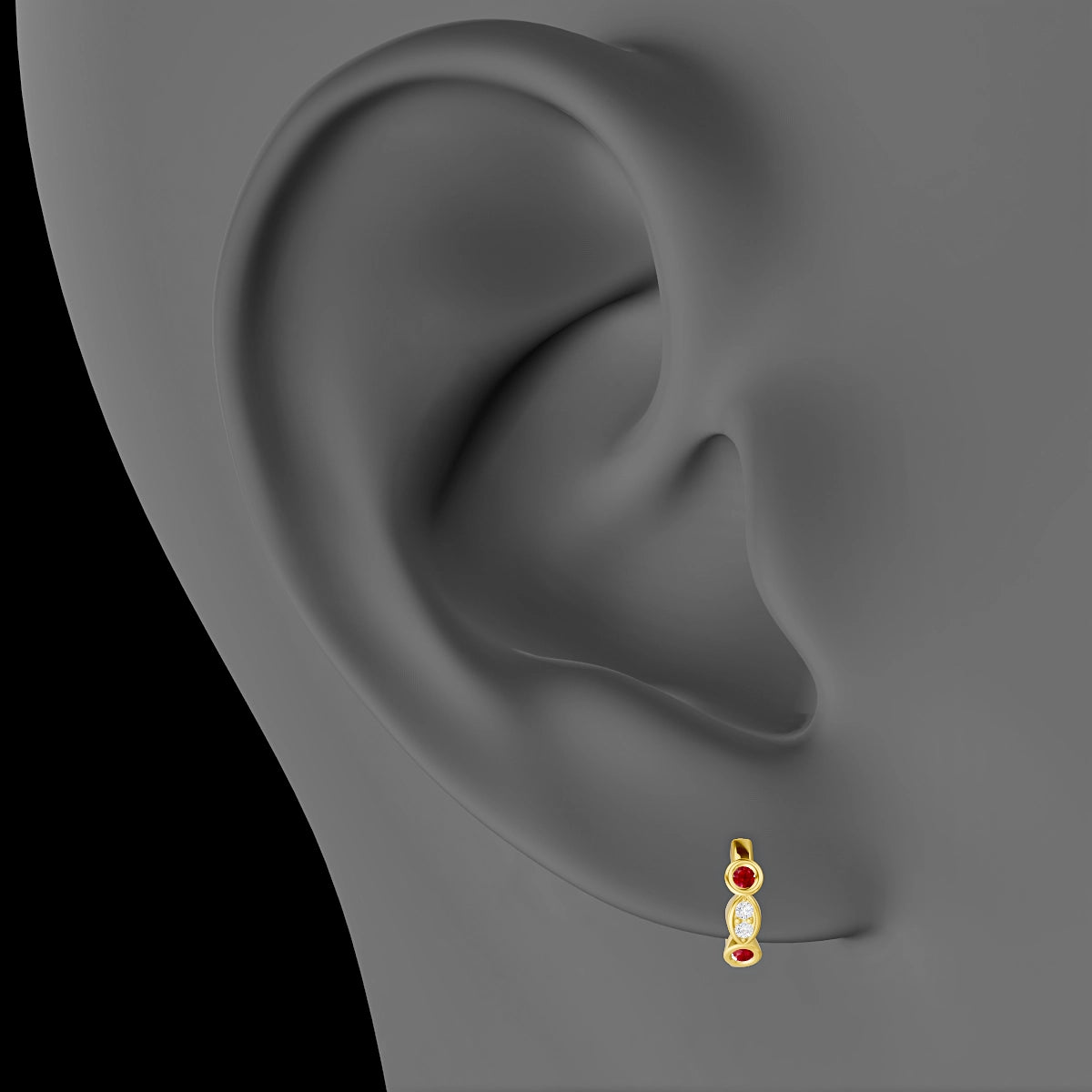 Epona | 18k Yellow Gold 6.5 mm Ruby & Diamond Hoop Piercing