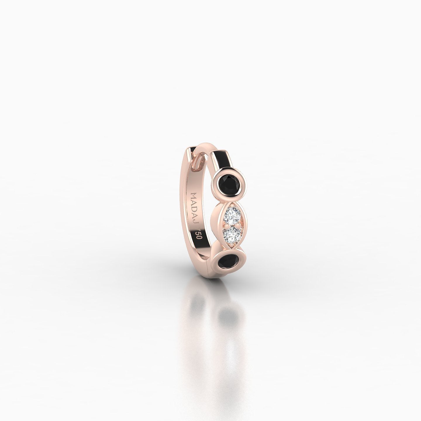 Epona | 18k Rose Gold 6.5 mm Black Diamond & Diamond Hoop Piercing