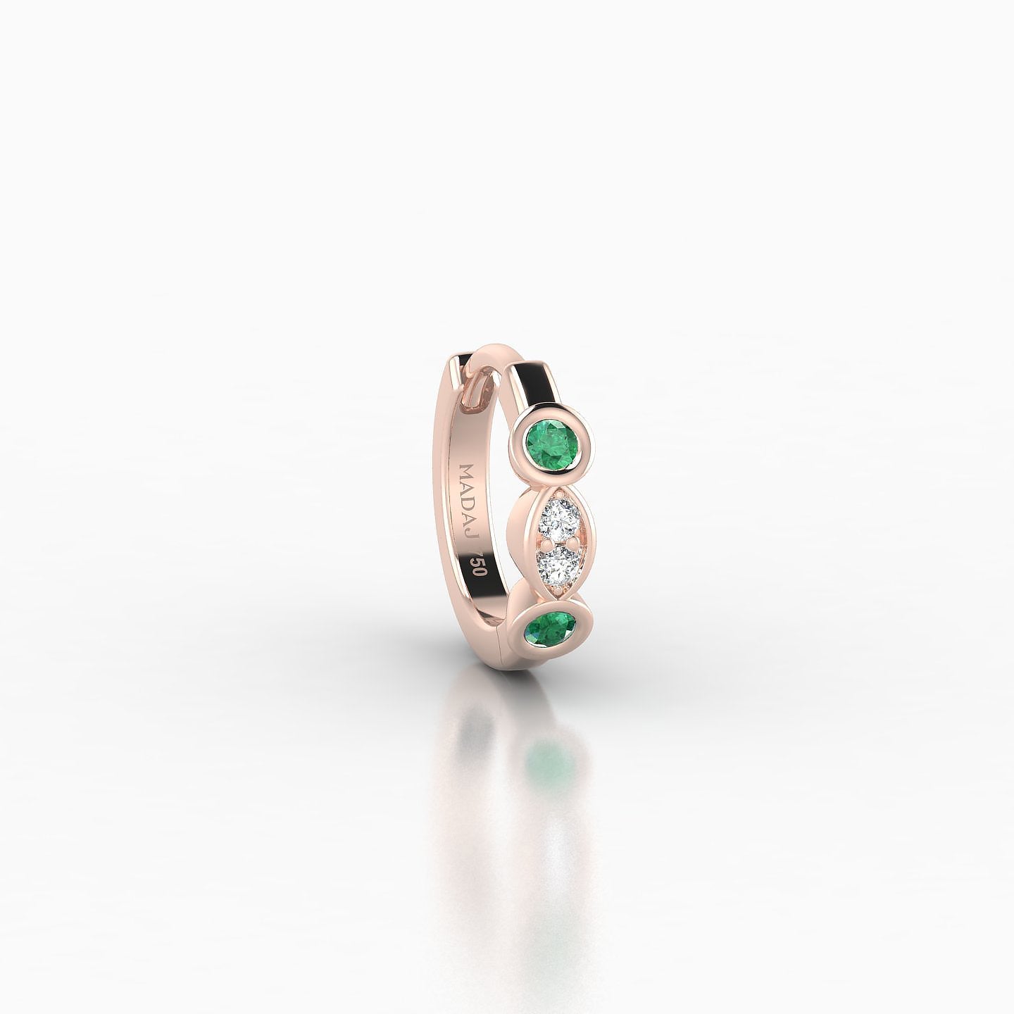 Epona | 18k Rose Gold 6.5 mm Emerald & Diamond Hoop Piercing