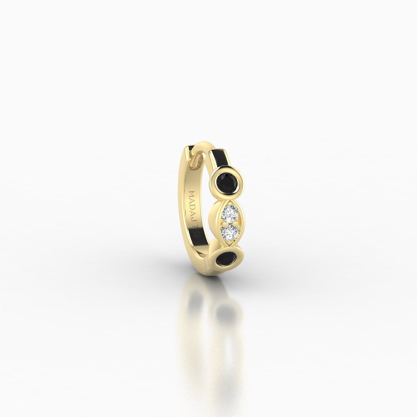 Epona | 18k Yellow Gold 6.5 mm Black Diamond & Diamond Hoop Piercing