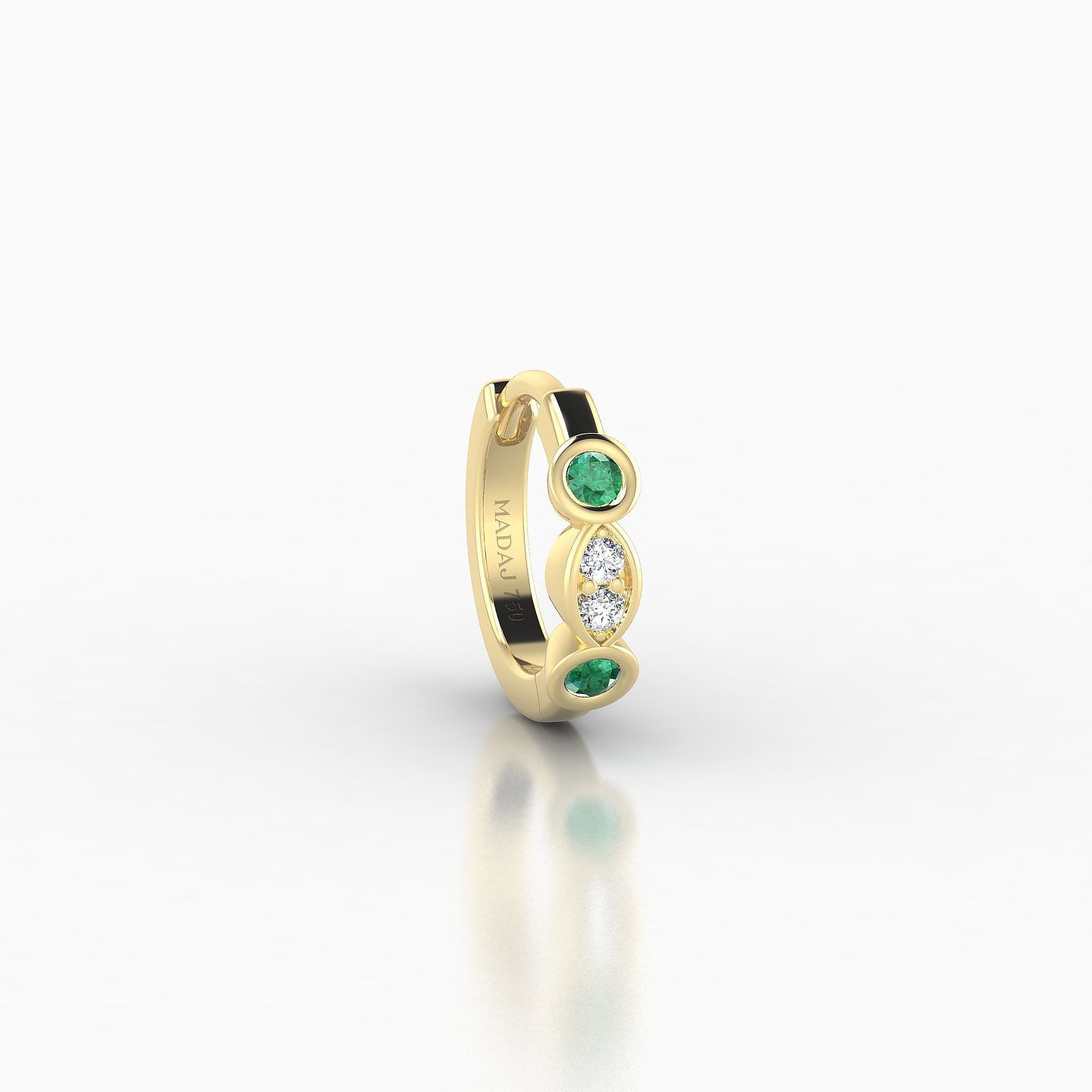 Epona | 18k Yellow Gold 6.5 mm Emerald & Diamond Hoop Piercing