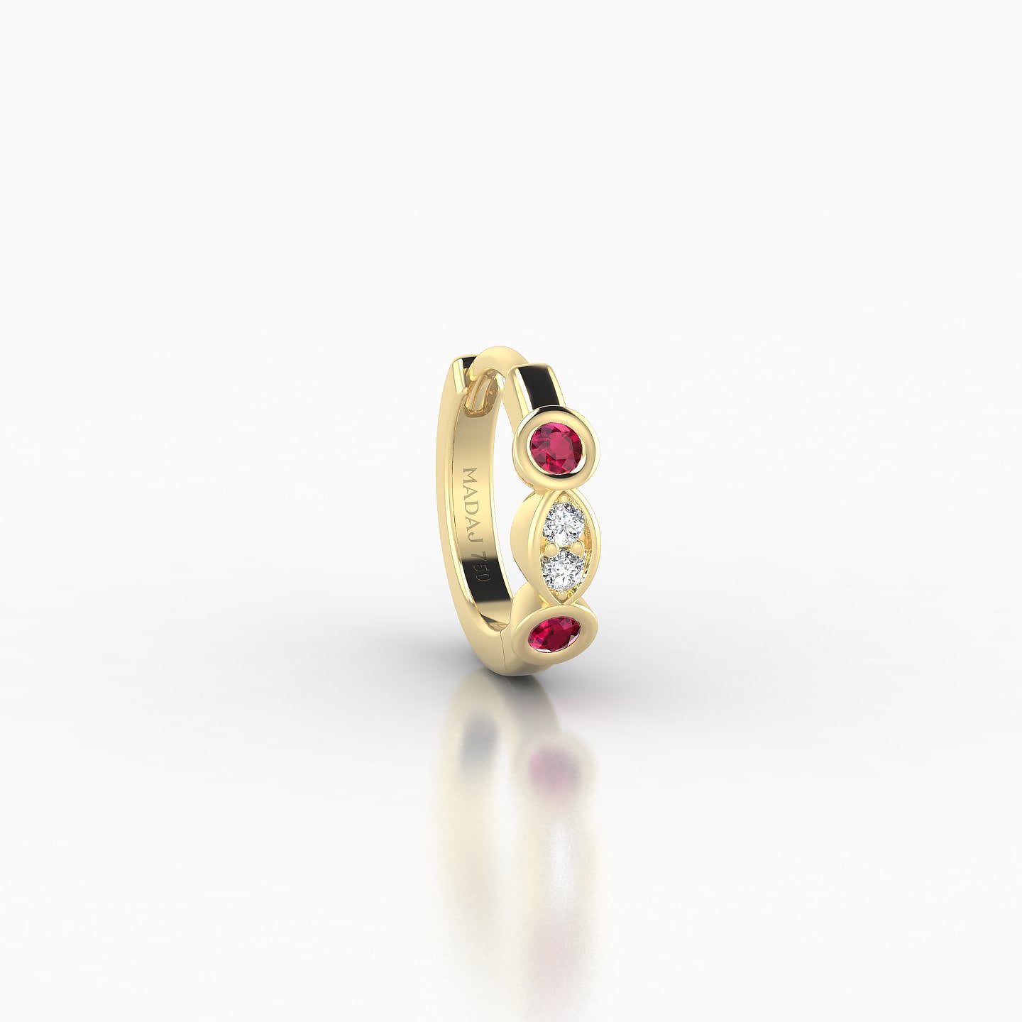 Epona | 18k Yellow Gold 6.5 mm Ruby & Diamond Hoop Piercing