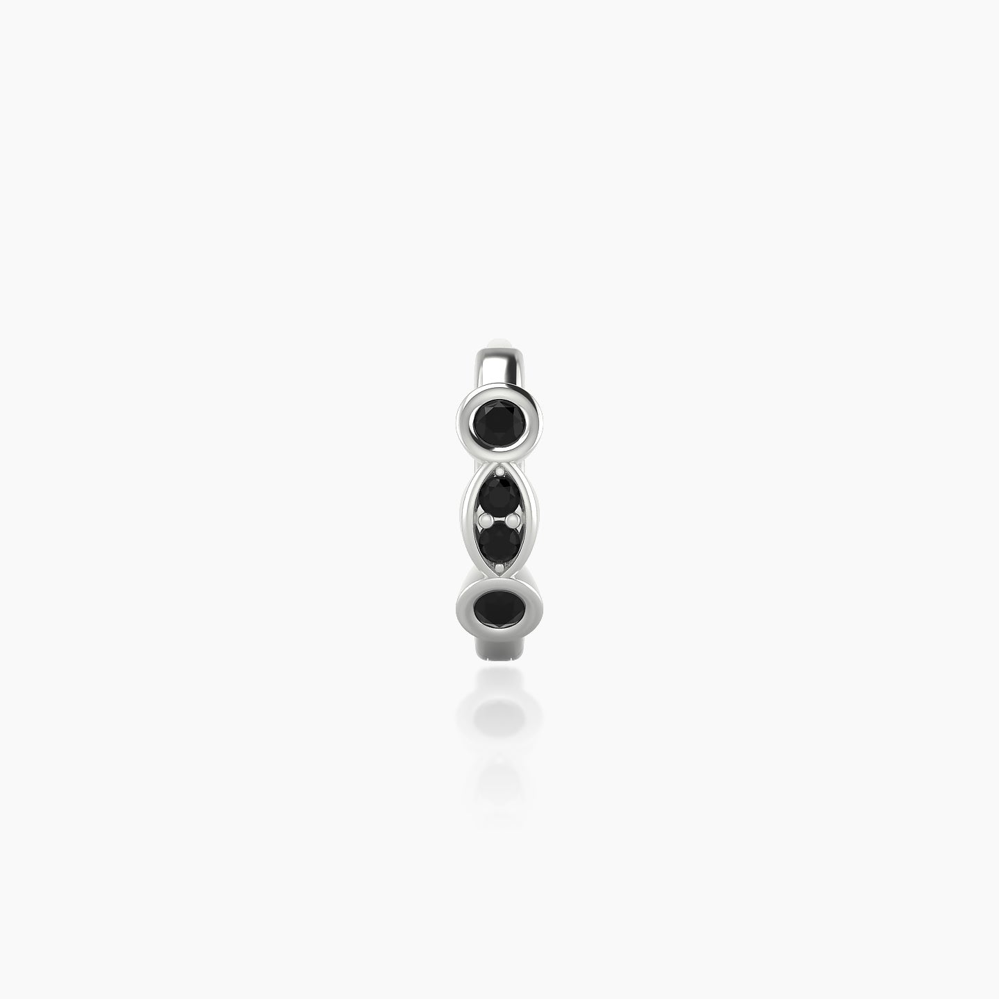 Epona | 18k White Gold 6.5 mm Black Diamond Hoop Piercing