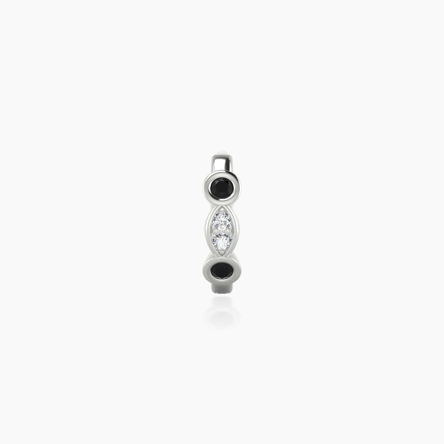 Epona | 18k White Gold 6.5 mm Black Diamond & Diamond Hoop Piercing