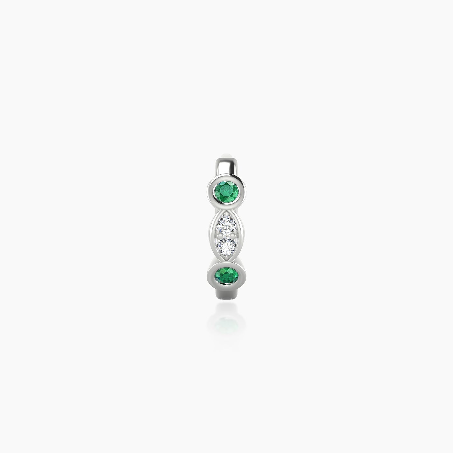 Epona | 18k White Gold 6.5 mm Emerald & Diamond Hoop Piercing