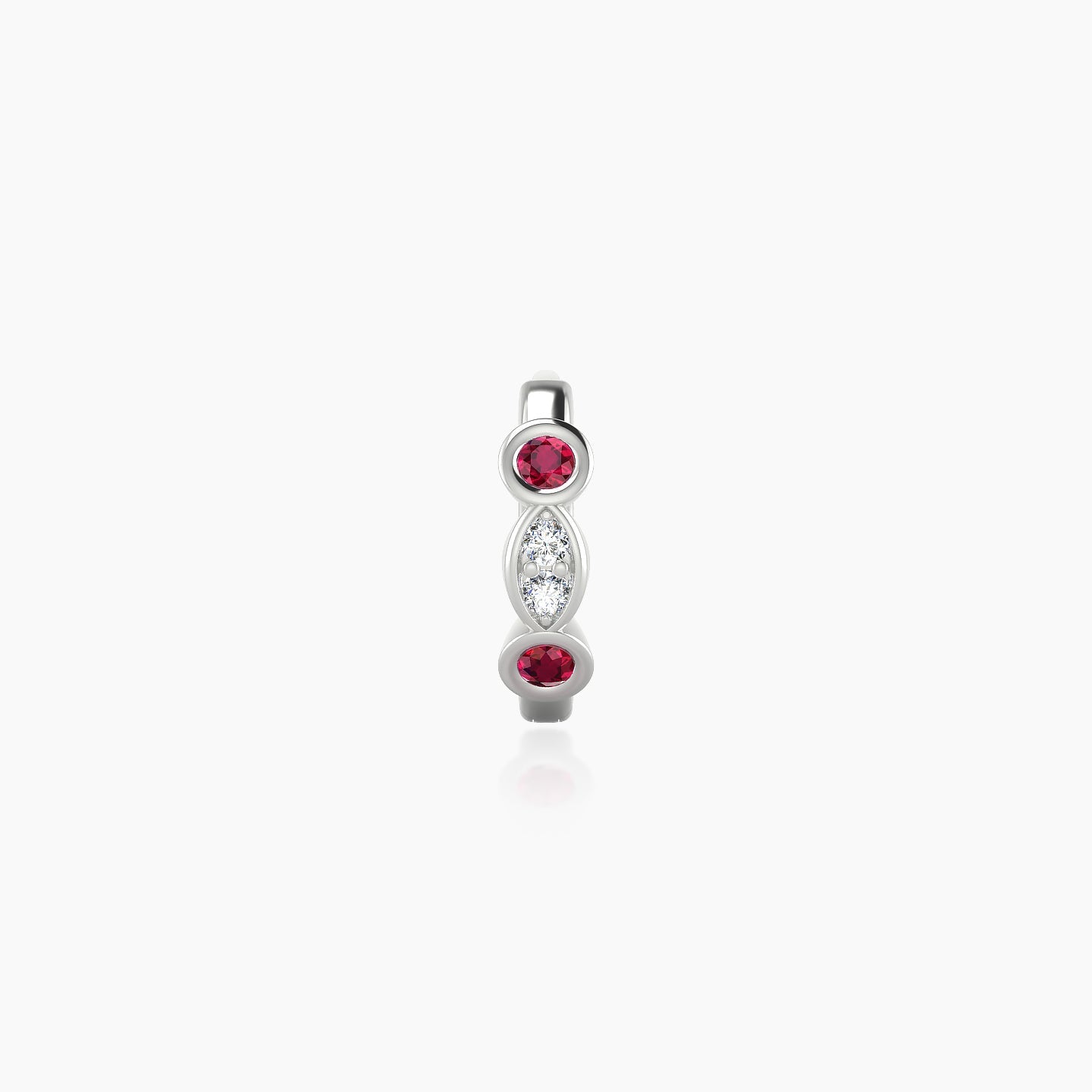 Epona | 18k White Gold 6.5 mm Ruby & Diamond Hoop Piercing