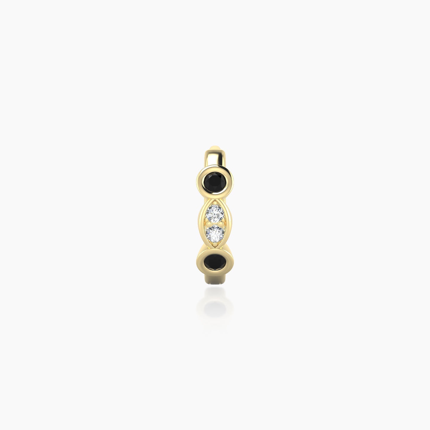 Epona | 18k Yellow Gold 6.5 mm Black Diamond & Diamond Hoop Piercing