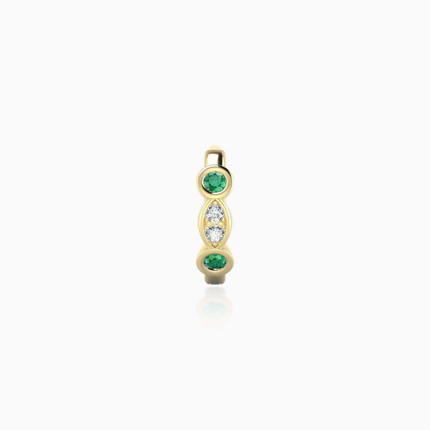 Epona | 18k Yellow Gold 6.5 mm Emerald & Diamond Hoop Piercing