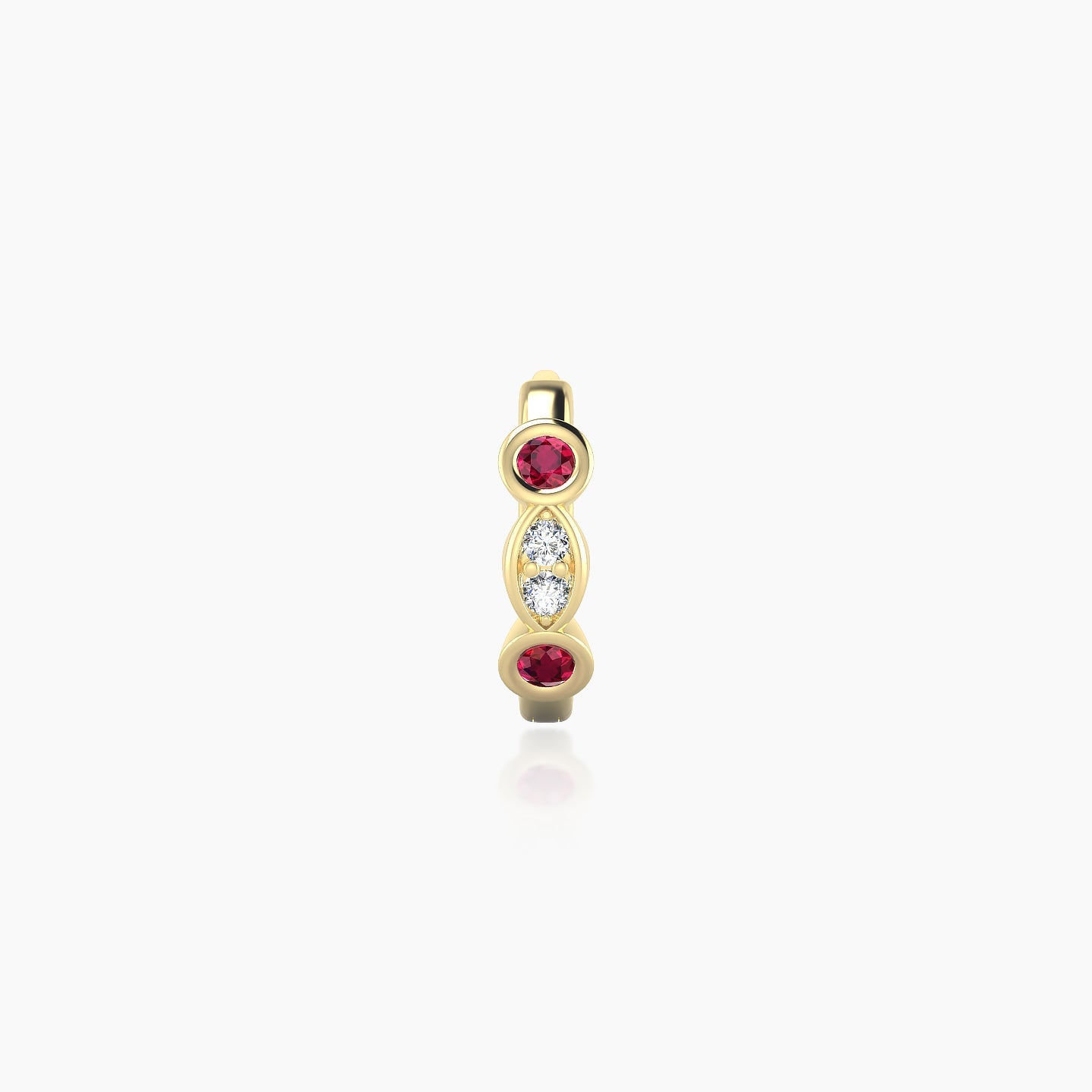 Epona | 18k Yellow Gold 6.5 mm Ruby & Diamond Hoop Piercing