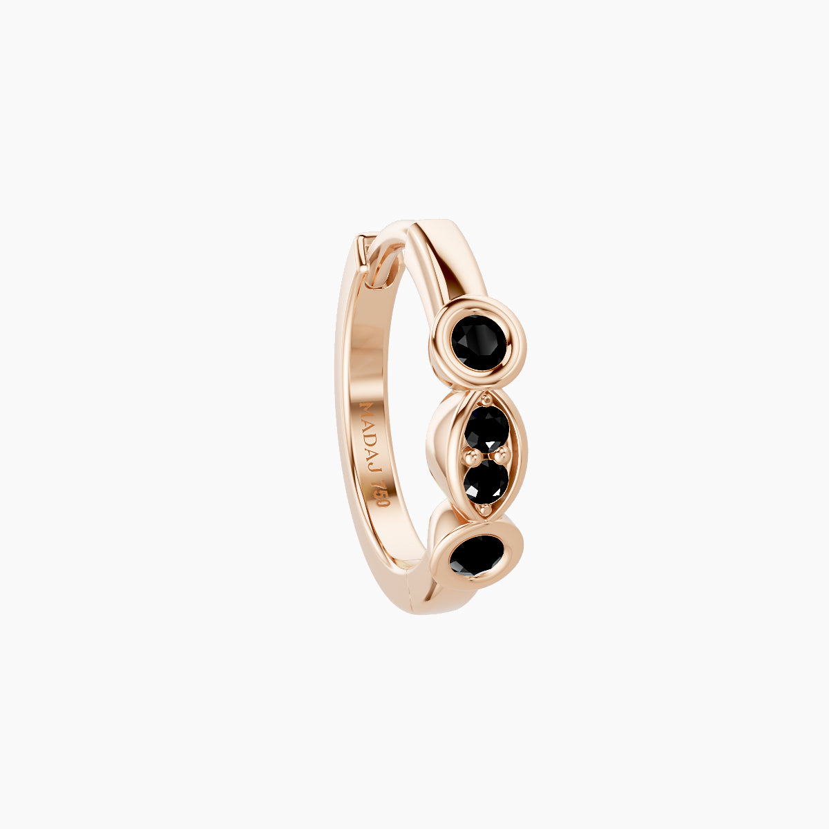 Epona | 18k Rose Gold 8 mm Black Diamond Hoop Piercing