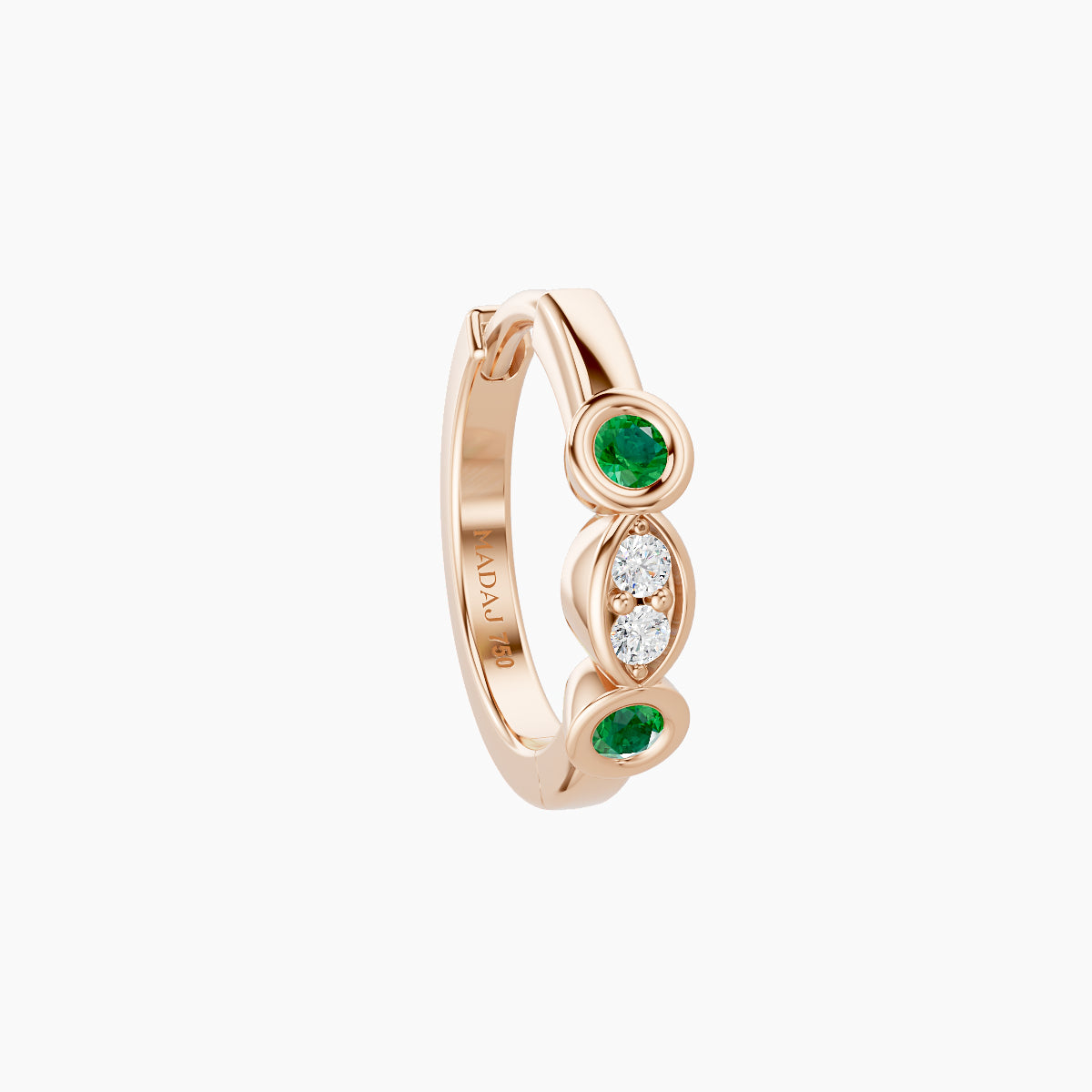 Epona | 18k Rose Gold 8 mm Emerald & Diamond Hoop Piercing