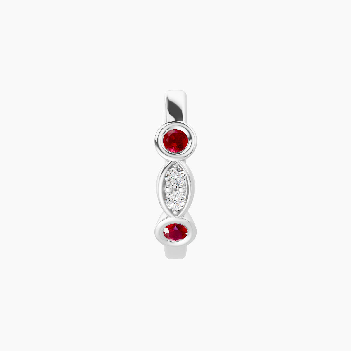Epona | 18k White Gold 8 mm Ruby & Diamond Hoop Piercing