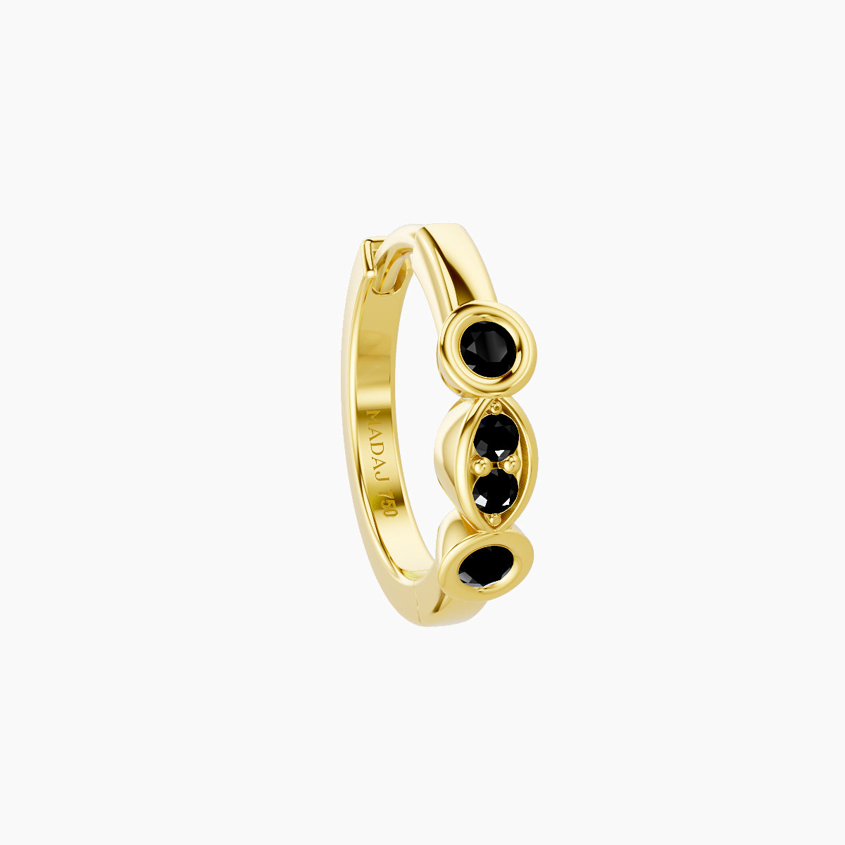 Epona | 18k Yellow Gold 8 mm Black Diamond Hoop Piercing