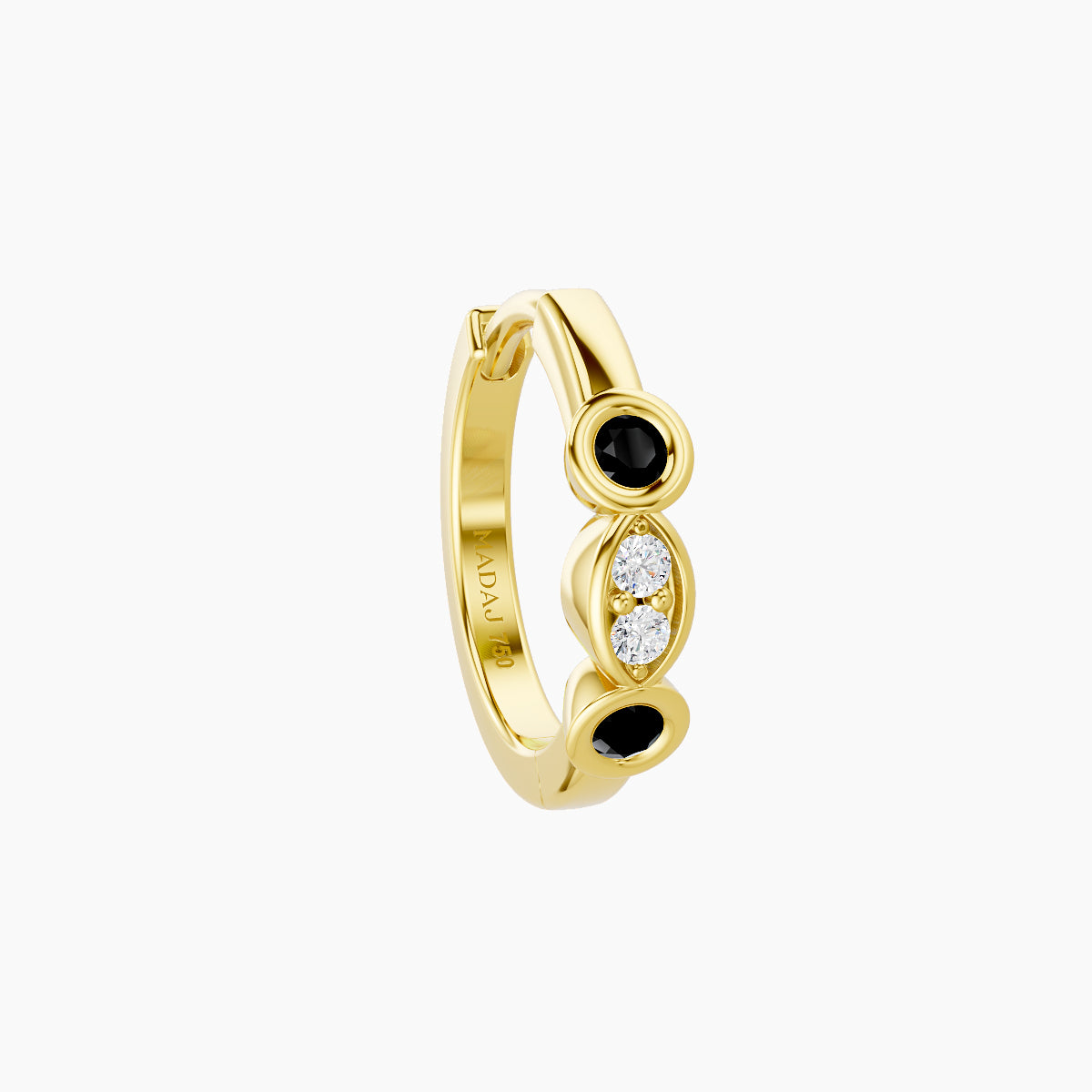 Epona | 18k Yellow Gold 8 mm Black Diamond & Diamond Hoop Piercing