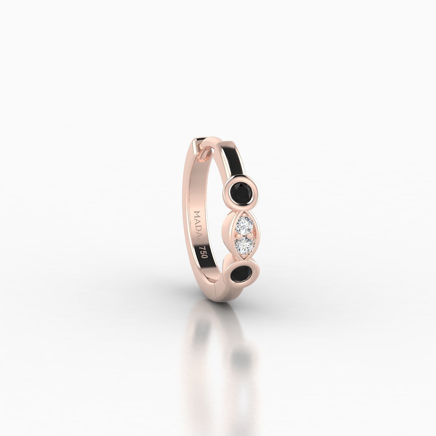 Epona | 18k Rose Gold 8 mm Black Diamond & Diamond Hoop Piercing